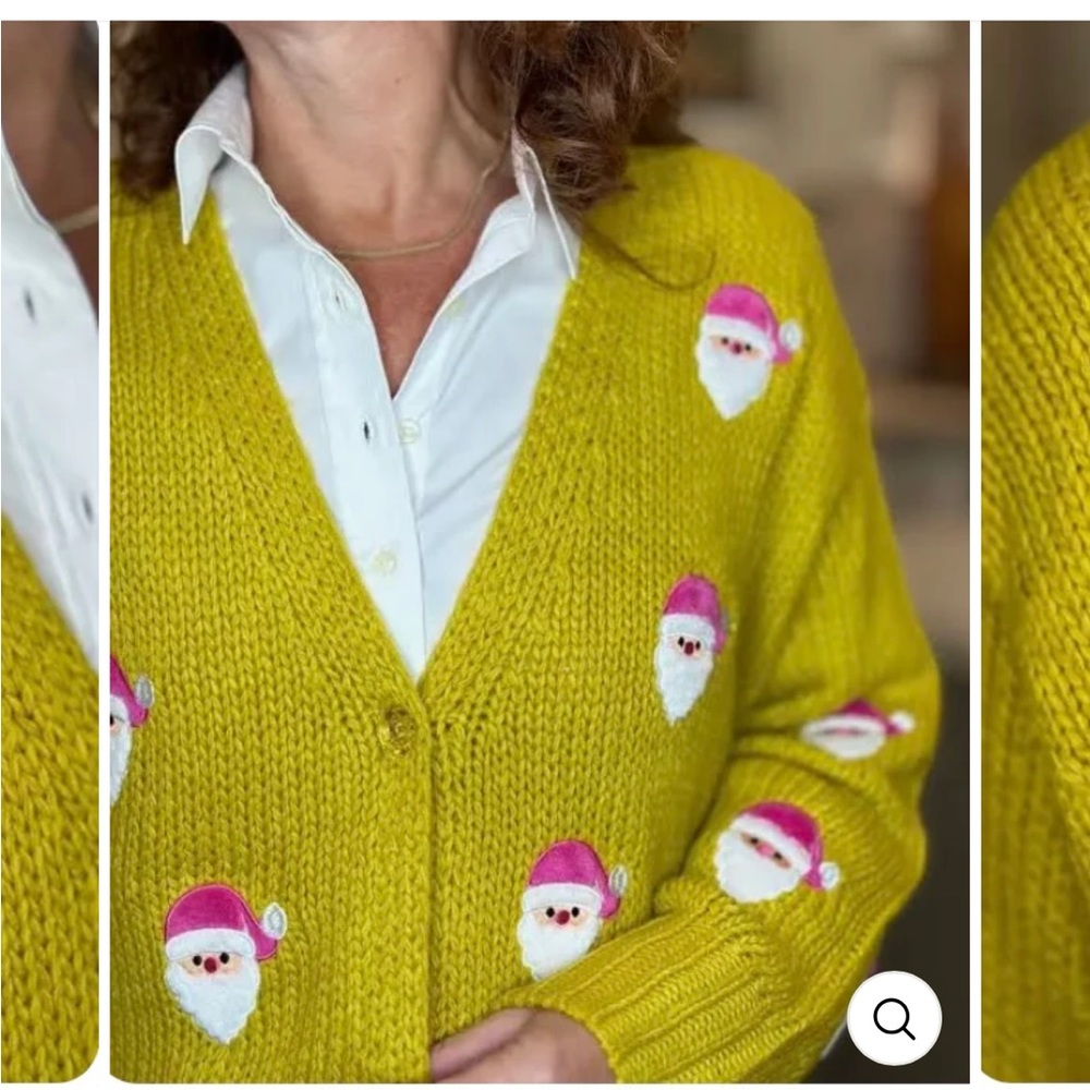 Chartreuse Santa cardigan size small